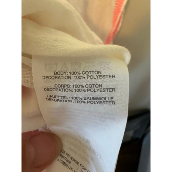 J.Crew White and Neon Pink Embroidered Pom Pom Fringe Cotton Coverup Size Large - Picture 4 of 5